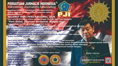 Hartanto Boechori Ketua PJI Serukan Pers Agen Kebenaran Pada Puncak Hari Pers Nasional 2026